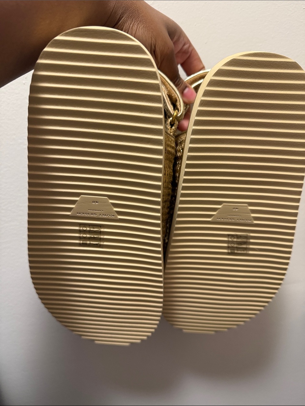 Kurt Geiger Gold Quilted Strap Sandals - Picture 3 of 3